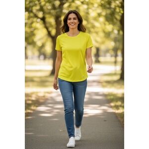 Spyder Active Womens‎ Neon Yellow Split Back Mesh Performance T-Shirt Small